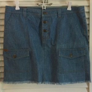 Ralph Lauren Light Blue Denim Button Fly Mini Skirt Sz 12